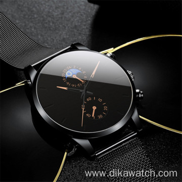 Geneva Minimalist Casual Sport Leather Watch Black Simple Analog Men Wrist Watches Chinese Brand Guangzhou Wristwatch Wholesale